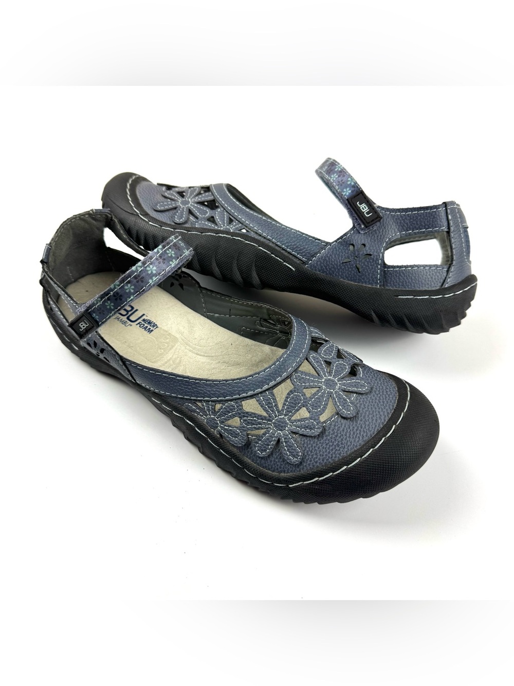 Jambu JBU Wildflower Sandals Casual Comfort Shoes Blue Vegan Leather Women’s 9